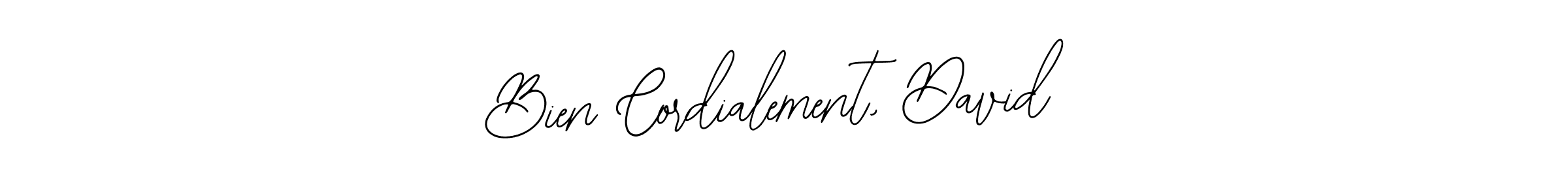 The best way (Bearetta-2O07w) to make a short signature is to pick only two or three words in your name. The name Bien Cordialement, David include a total of six letters. For converting this name. Bien Cordialement, David signature style 12 images and pictures png