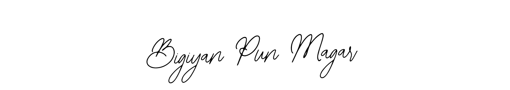 The best way (Bearetta-2O07w) to make a short signature is to pick only two or three words in your name. The name Bigiyan Pun Magar include a total of six letters. For converting this name. Bigiyan Pun Magar signature style 12 images and pictures png