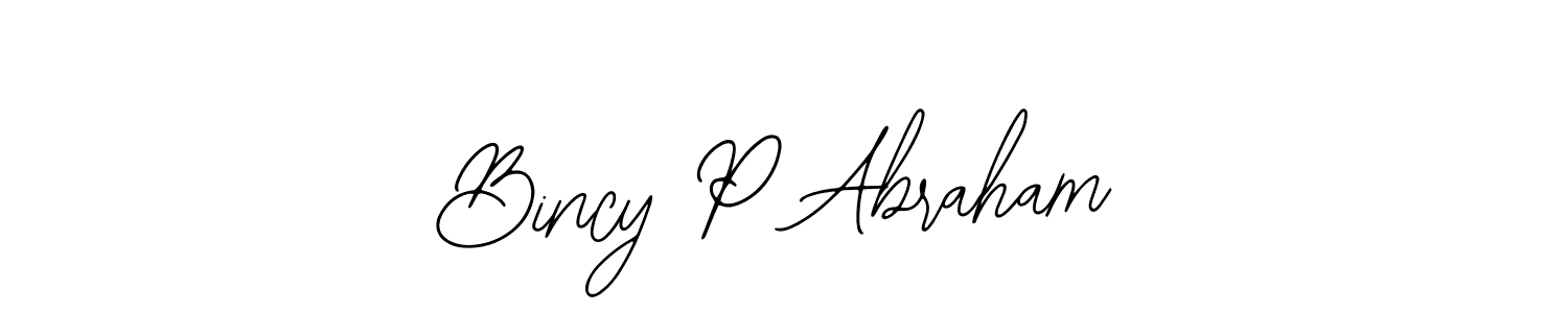 How to make Bincy P Abraham name signature. Use Bearetta-2O07w style for creating short signs online. This is the latest handwritten sign. Bincy P Abraham signature style 12 images and pictures png