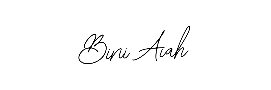 How to make Bini Aiah name signature. Use Bearetta-2O07w style for creating short signs online. This is the latest handwritten sign. Bini Aiah signature style 12 images and pictures png