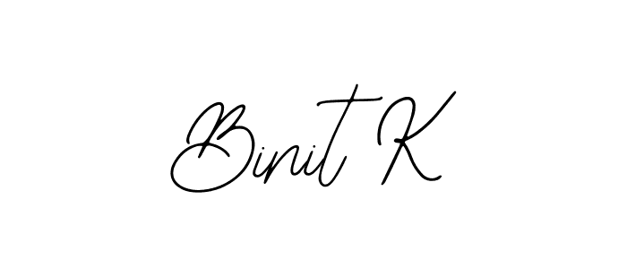 How to make Binit K name signature. Use Bearetta-2O07w style for creating short signs online. This is the latest handwritten sign. Binit K signature style 12 images and pictures png