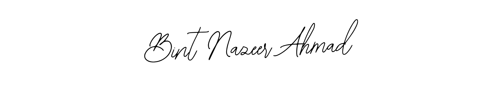 This is the best signature style for the Bint Nazeer Ahmad name. Also you like these signature font (Bearetta-2O07w). Mix name signature. Bint Nazeer Ahmad signature style 12 images and pictures png
