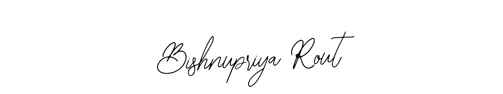 How to make Bishnupriya Rout name signature. Use Bearetta-2O07w style for creating short signs online. This is the latest handwritten sign. Bishnupriya Rout signature style 12 images and pictures png