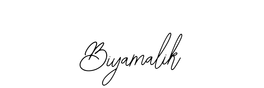 The best way (Bearetta-2O07w) to make a short signature is to pick only two or three words in your name. The name Biyamalik include a total of six letters. For converting this name. Biyamalik signature style 12 images and pictures png