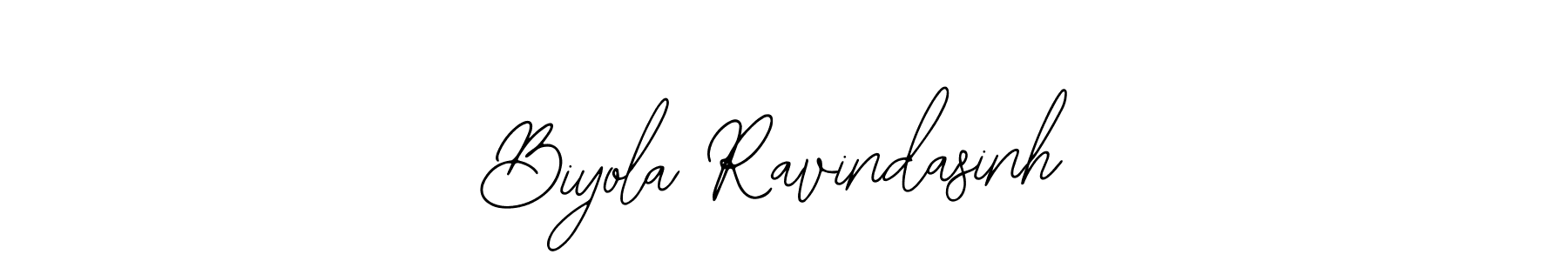 The best way (Bearetta-2O07w) to make a short signature is to pick only two or three words in your name. The name Biyola Ravindasinh include a total of six letters. For converting this name. Biyola Ravindasinh signature style 12 images and pictures png