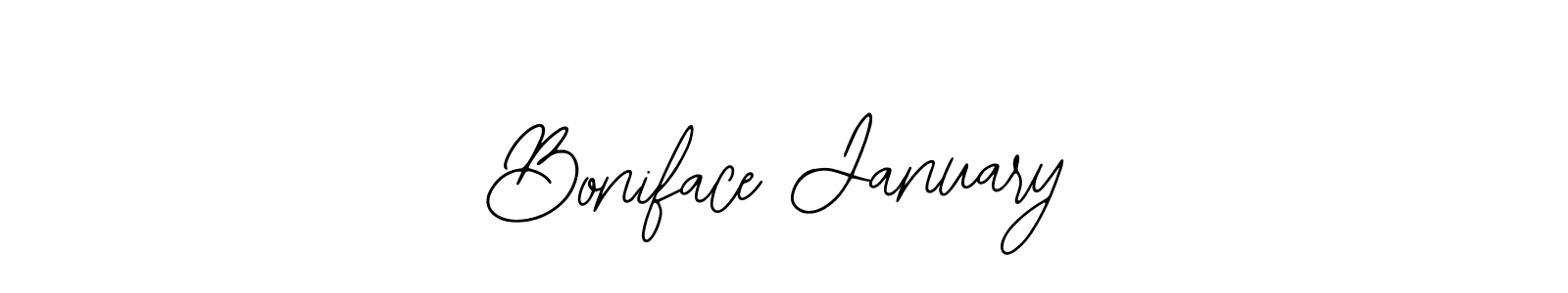 How to make Boniface January name signature. Use Bearetta-2O07w style for creating short signs online. This is the latest handwritten sign. Boniface January signature style 12 images and pictures png