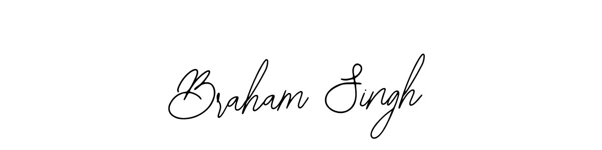 How to make Braham Singh name signature. Use Bearetta-2O07w style for creating short signs online. This is the latest handwritten sign. Braham Singh signature style 12 images and pictures png