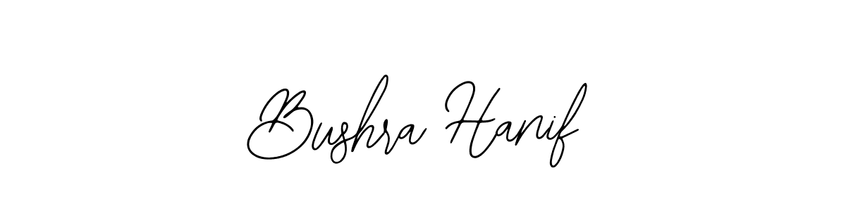 You should practise on your own different ways (Bearetta-2O07w) to write your name (Bushra Hanif) in signature. don't let someone else do it for you. Bushra Hanif signature style 12 images and pictures png
