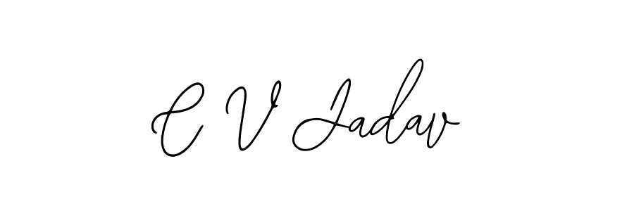 How to make C V Jadav name signature. Use Bearetta-2O07w style for creating short signs online. This is the latest handwritten sign. C V Jadav signature style 12 images and pictures png