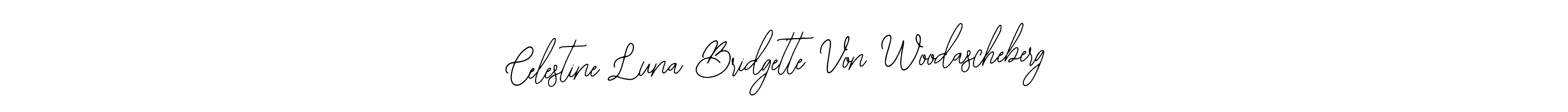 This is the best signature style for the Celestine Luna Bridgette Von Woodascheberg name. Also you like these signature font (Bearetta-2O07w). Mix name signature. Celestine Luna Bridgette Von Woodascheberg signature style 12 images and pictures png