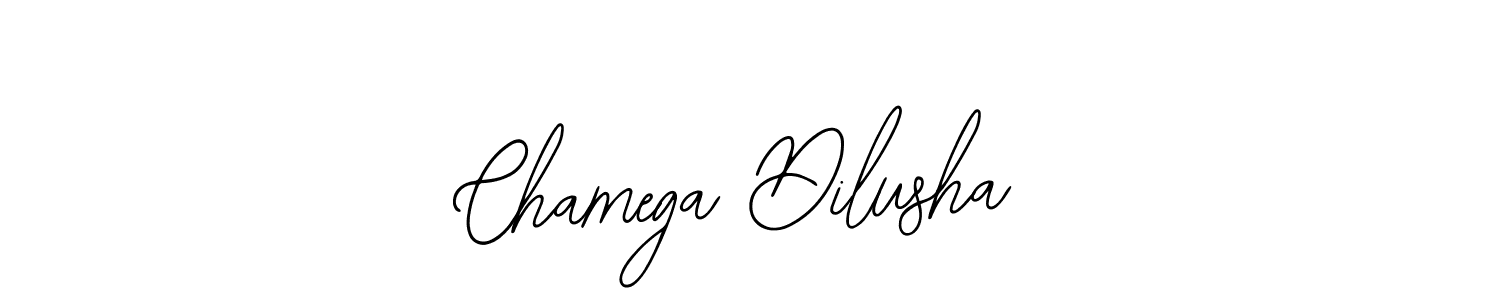 How to make Chamega Dilusha name signature. Use Bearetta-2O07w style for creating short signs online. This is the latest handwritten sign. Chamega Dilusha signature style 12 images and pictures png