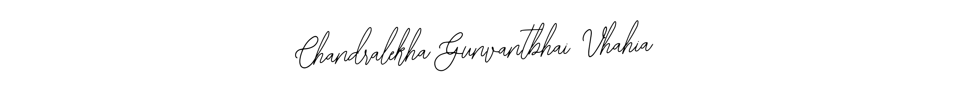 How to make Chandralekha Gunvantbhai Vhahia name signature. Use Bearetta-2O07w style for creating short signs online. This is the latest handwritten sign. Chandralekha Gunvantbhai Vhahia signature style 12 images and pictures png