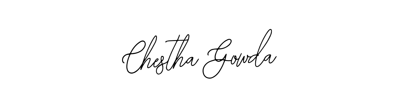 How to make Chestha Gowda name signature. Use Bearetta-2O07w style for creating short signs online. This is the latest handwritten sign. Chestha Gowda signature style 12 images and pictures png