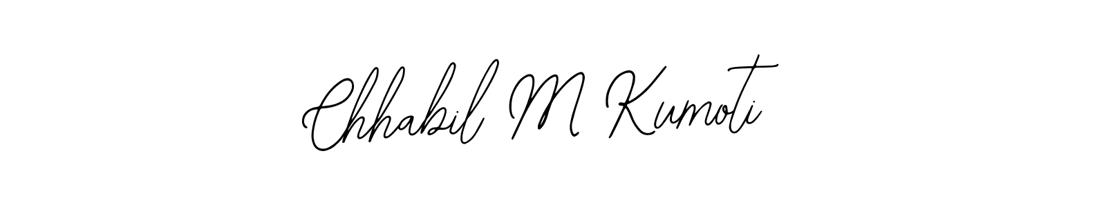 The best way (Bearetta-2O07w) to make a short signature is to pick only two or three words in your name. The name Chhabil M Kumoti include a total of six letters. For converting this name. Chhabil M Kumoti signature style 12 images and pictures png