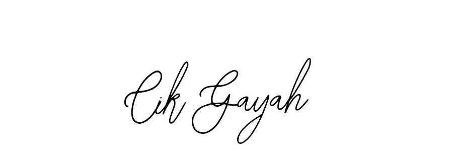 Use a signature maker to create a handwritten signature online. With this signature software, you can design (Bearetta-2O07w) your own signature for name Cik Gayah. Cik Gayah signature style 12 images and pictures png