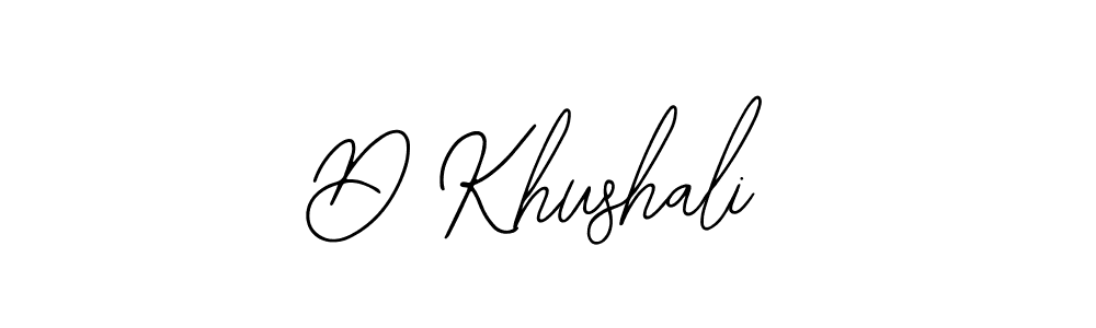 How to make D Khushali name signature. Use Bearetta-2O07w style for creating short signs online. This is the latest handwritten sign. D Khushali signature style 12 images and pictures png