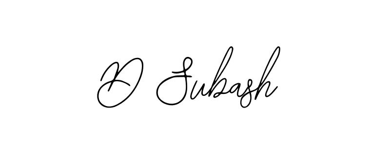 Design your own signature with our free online signature maker. With this signature software, you can create a handwritten (Bearetta-2O07w) signature for name D Subash. D Subash signature style 12 images and pictures png