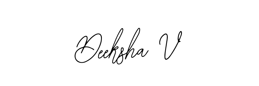 Use a signature maker to create a handwritten signature online. With this signature software, you can design (Bearetta-2O07w) your own signature for name Deeksha V. Deeksha V signature style 12 images and pictures png