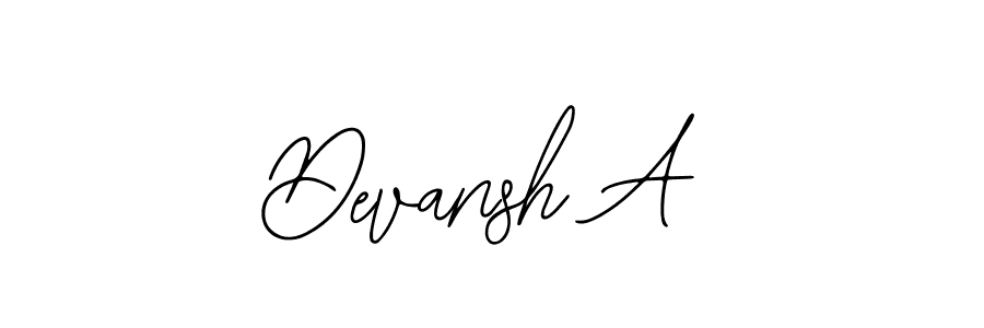 How to make Devansh A name signature. Use Bearetta-2O07w style for creating short signs online. This is the latest handwritten sign. Devansh A signature style 12 images and pictures png