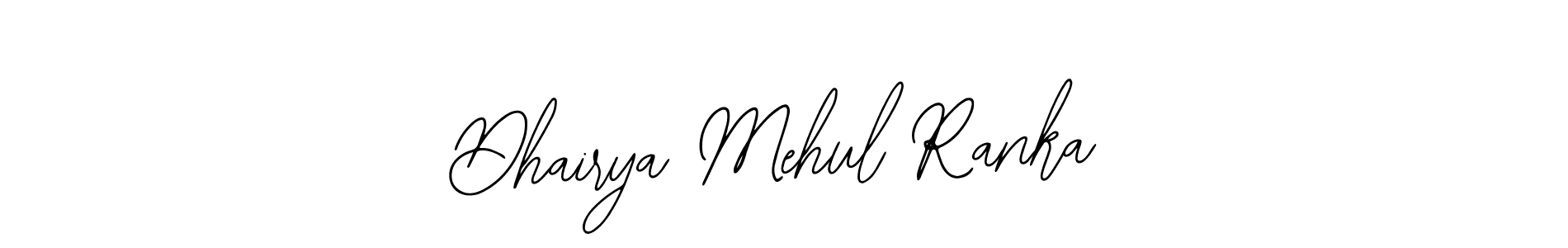 The best way (Bearetta-2O07w) to make a short signature is to pick only two or three words in your name. The name Dhairya Mehul Ranka include a total of six letters. For converting this name. Dhairya Mehul Ranka signature style 12 images and pictures png