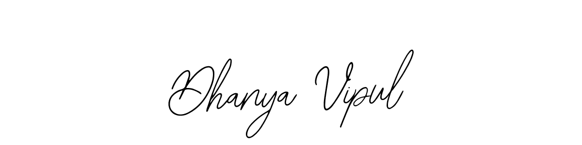 if you are searching for the best signature style for your name Dhanya Vipul. so please give up your signature search. here we have designed multiple signature styles  using Bearetta-2O07w. Dhanya Vipul signature style 12 images and pictures png