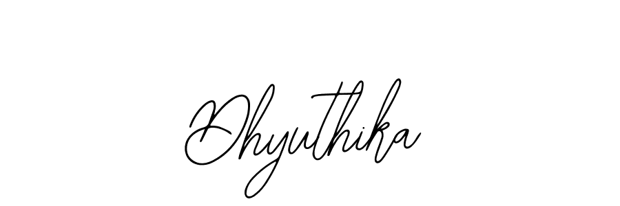 Use a signature maker to create a handwritten signature online. With this signature software, you can design (Bearetta-2O07w) your own signature for name Dhyuthika. Dhyuthika signature style 12 images and pictures png