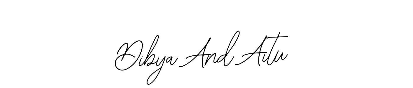 How to make Dibya And Aitu name signature. Use Bearetta-2O07w style for creating short signs online. This is the latest handwritten sign. Dibya And Aitu signature style 12 images and pictures png