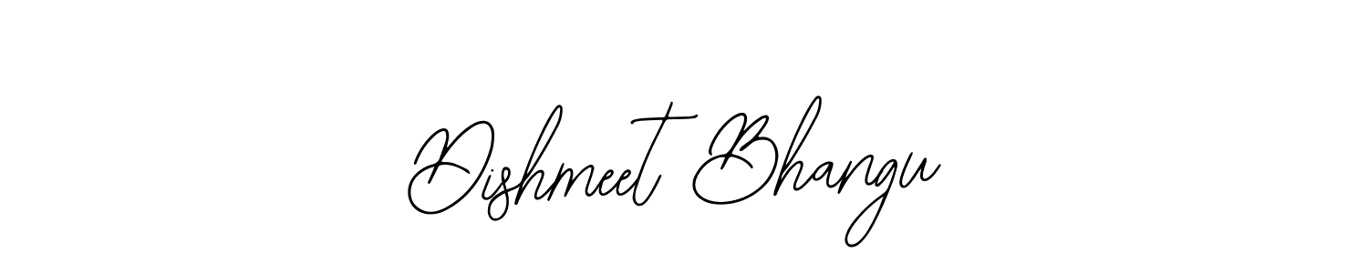 How to make Dishmeet Bhangu name signature. Use Bearetta-2O07w style for creating short signs online. This is the latest handwritten sign. Dishmeet Bhangu signature style 12 images and pictures png