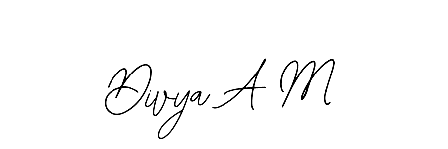 How to make Divya A M name signature. Use Bearetta-2O07w style for creating short signs online. This is the latest handwritten sign. Divya A M signature style 12 images and pictures png