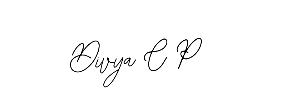 The best way (Bearetta-2O07w) to make a short signature is to pick only two or three words in your name. The name Divya C P include a total of six letters. For converting this name. Divya C P signature style 12 images and pictures png