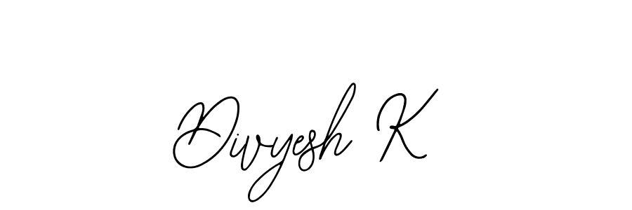 How to make Divyesh K name signature. Use Bearetta-2O07w style for creating short signs online. This is the latest handwritten sign. Divyesh K signature style 12 images and pictures png