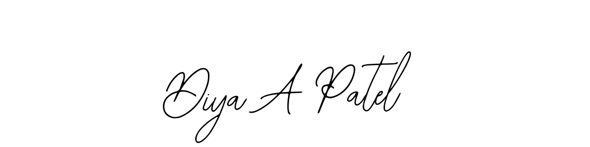 You should practise on your own different ways (Bearetta-2O07w) to write your name (Diya A Patel) in signature. don't let someone else do it for you. Diya A Patel signature style 12 images and pictures png