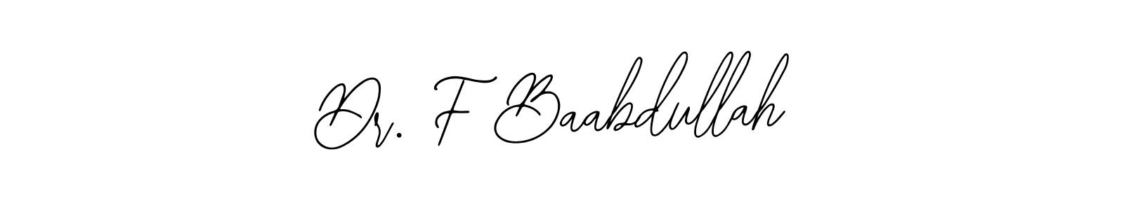 Bearetta-2O07w is a professional signature style that is perfect for those who want to add a touch of class to their signature. It is also a great choice for those who want to make their signature more unique. Get Dr. F Baabdullah name to fancy signature for free. Dr. F Baabdullah signature style 12 images and pictures png