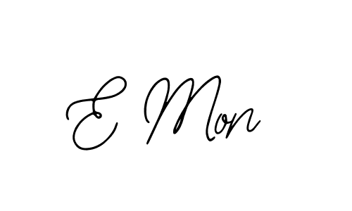 How to make E Mon name signature. Use Bearetta-2O07w style for creating short signs online. This is the latest handwritten sign. E Mon signature style 12 images and pictures png