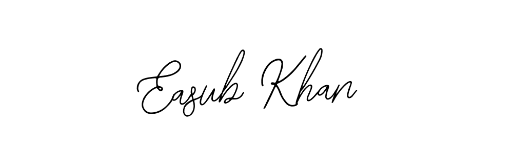 Use a signature maker to create a handwritten signature online. With this signature software, you can design (Bearetta-2O07w) your own signature for name Easub Khan. Easub Khan signature style 12 images and pictures png