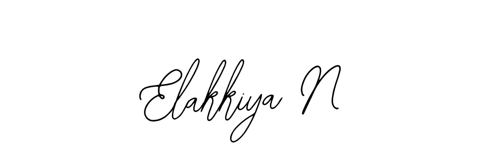 How to make Elakkiya N name signature. Use Bearetta-2O07w style for creating short signs online. This is the latest handwritten sign. Elakkiya N signature style 12 images and pictures png