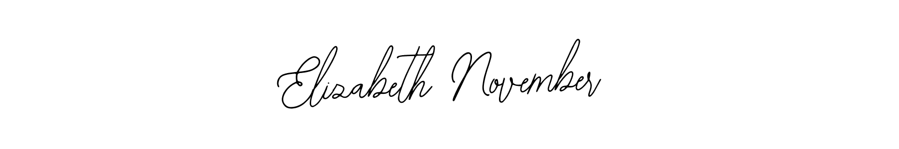 How to make Elizabeth November name signature. Use Bearetta-2O07w style for creating short signs online. This is the latest handwritten sign. Elizabeth November signature style 12 images and pictures png