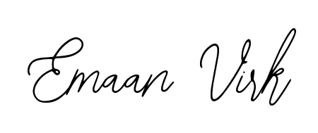 Discover how Emaan Virk looks in an executive cursive font (Bearetta-2O07w). Perfect for legal documents, invoices, and certificates. Emaan Virk signature style 12 images and pictures png