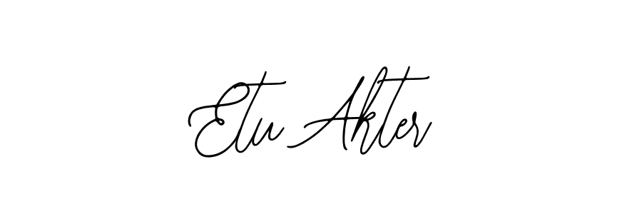 Design your own signature with our free online signature maker. With this signature software, you can create a handwritten (Bearetta-2O07w) signature for name Etu Akter. Etu Akter signature style 12 images and pictures png