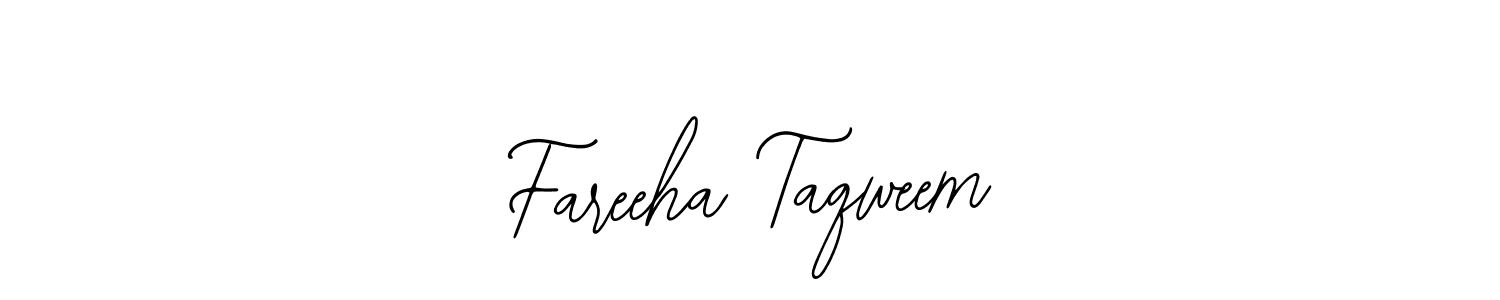 Also You can easily find your signature by using the search form. We will create Fareeha Taqweem name handwritten signature images for you free of cost using Bearetta-2O07w sign style. Fareeha Taqweem signature style 12 images and pictures png