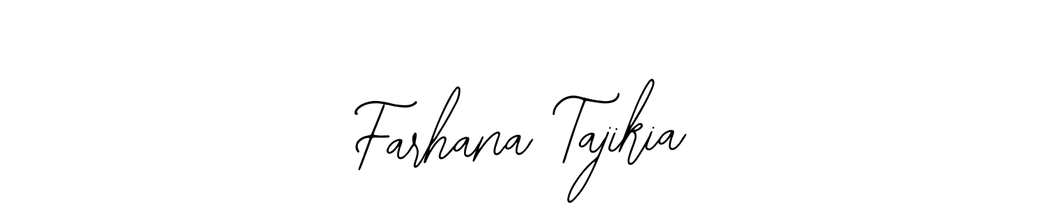 Use a signature maker to create a handwritten signature online. With this signature software, you can design (Bearetta-2O07w) your own signature for name Farhana Tajikia. Farhana Tajikia signature style 12 images and pictures png