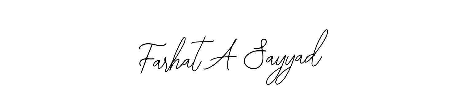 if you are searching for the best signature style for your name Farhat A Sayyad. so please give up your signature search. here we have designed multiple signature styles  using Bearetta-2O07w. Farhat A Sayyad signature style 12 images and pictures png