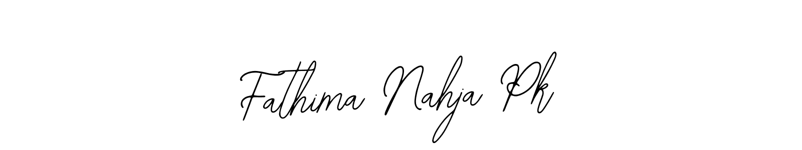 You should practise on your own different ways (Bearetta-2O07w) to write your name (Fathima Nahja Pk) in signature. don't let someone else do it for you. Fathima Nahja Pk signature style 12 images and pictures png