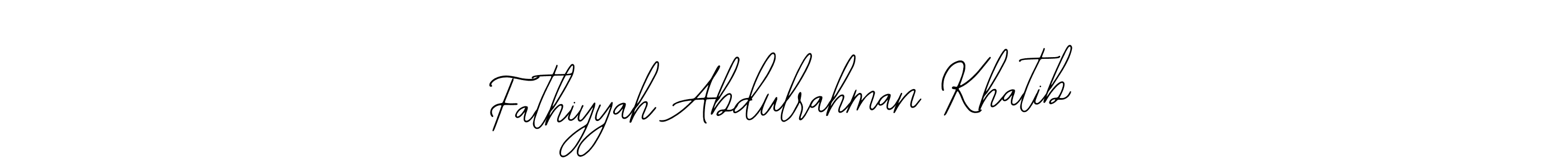 How to make Fathiyyah Abdulrahman Khatib name signature. Use Bearetta-2O07w style for creating short signs online. This is the latest handwritten sign. Fathiyyah Abdulrahman Khatib signature style 12 images and pictures png