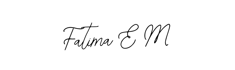 The best way (Bearetta-2O07w) to make a short signature is to pick only two or three words in your name. The name Fatima E M include a total of six letters. For converting this name. Fatima E M signature style 12 images and pictures png