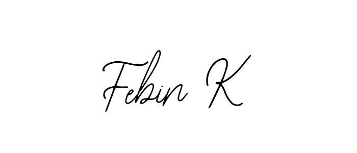 The best way (Bearetta-2O07w) to make a short signature is to pick only two or three words in your name. The name Febin K include a total of six letters. For converting this name. Febin K signature style 12 images and pictures png