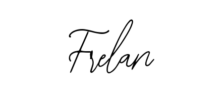 A modern signature idea for name Frelan using Bearetta-2O07w font. Clean strokes and elegant curves make it stand out instantly. Frelan signature style 12 images and pictures png