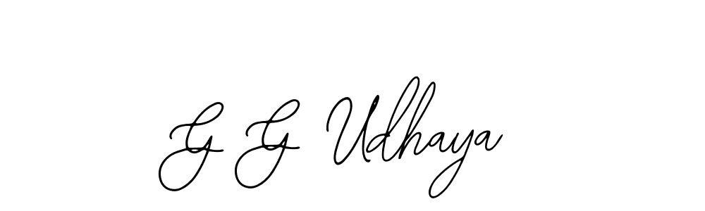 How to make G G Udhaya name signature. Use Bearetta-2O07w style for creating short signs online. This is the latest handwritten sign. G G Udhaya signature style 12 images and pictures png