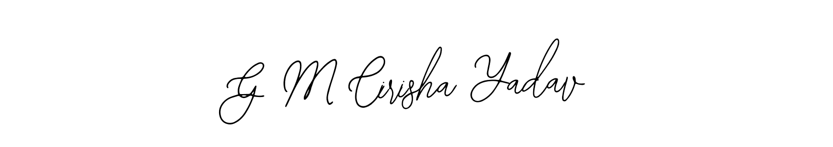 The best way (Bearetta-2O07w) to make a short signature is to pick only two or three words in your name. The name G M Cirisha Yadav include a total of six letters. For converting this name. G M Cirisha Yadav signature style 12 images and pictures png