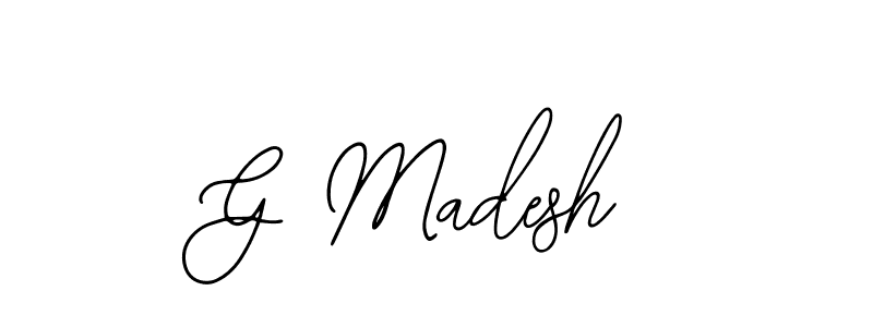 The best way (Bearetta-2O07w) to make a short signature is to pick only two or three words in your name. The name G Madesh include a total of six letters. For converting this name. G Madesh signature style 12 images and pictures png